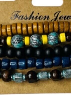 2 for $10 NWT Fashion Jewelry Men's Brown Beaded Bracelet Set
